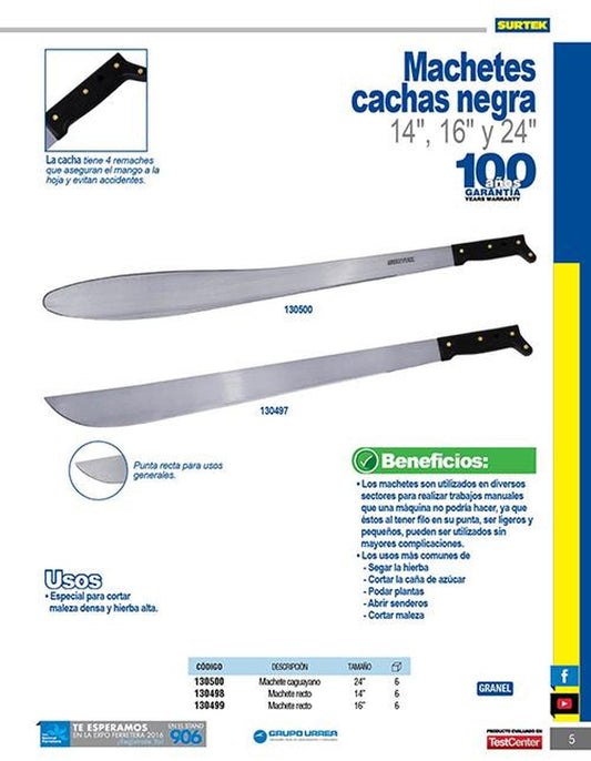 Machete caguayano 24" negra Surtek 130500