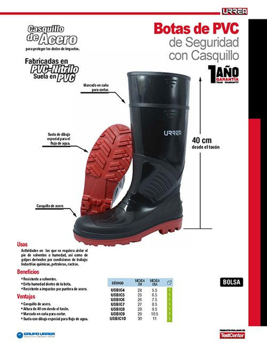 Bota de PVC con casquillo de seguridad Urrea USBIC7