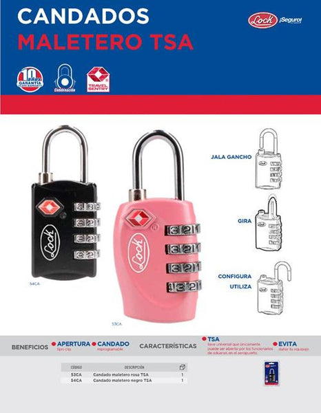 Candado maletero rosa TSA Lock. 53CA