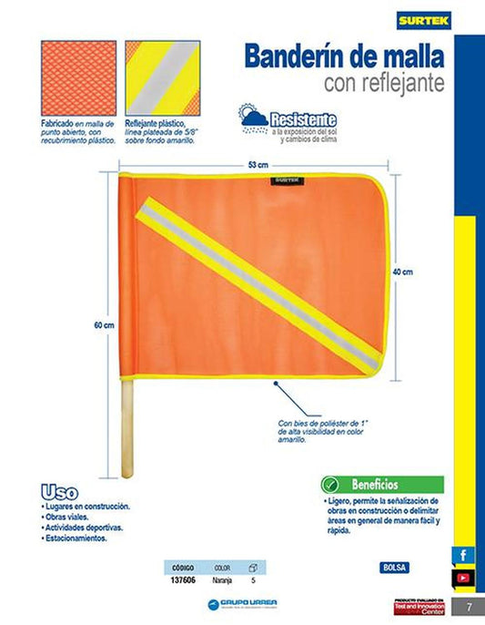 Bandera malla con reflejante Surtek 137606