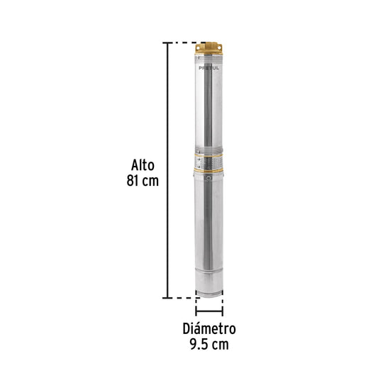 Bomba sumergible, tipo bala, 1-1/2 HP, agua limpia, Pretul 28202