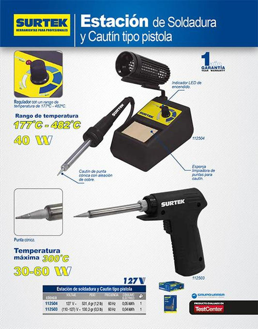 Cautín tipo pistola 30-60W Surtek 112503