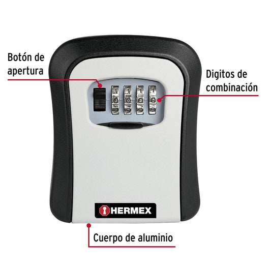 Caja de combinación guardallaves para pared, 12cm, Hermex 45328