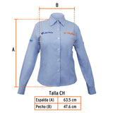 Camisa azul para dama, manga larga talla CH, Truper 63101