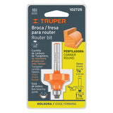 Broca para router, redondeado con moldura, 1-1/8' con balero, Truper 102725