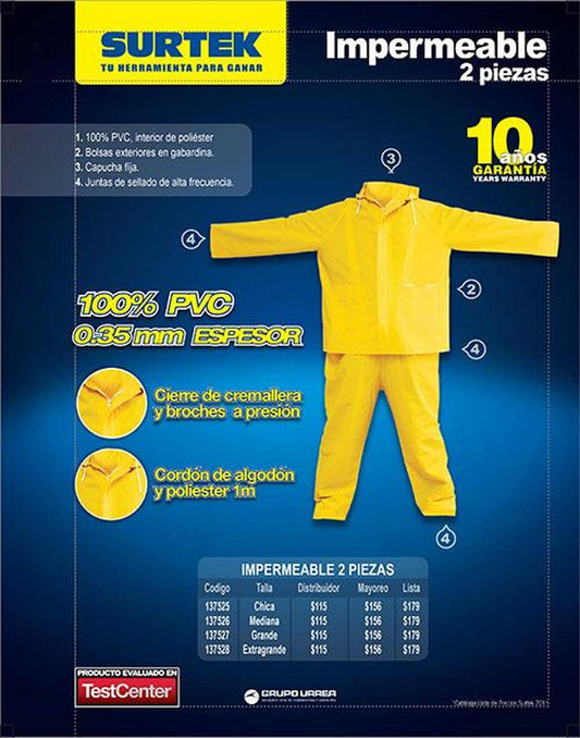 Impermeable 2 piezas talla grande Surtek 137527