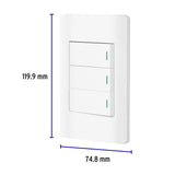Placa armada blanca 3 interruptores 1 módulo, Lisboa, Volteck 47956