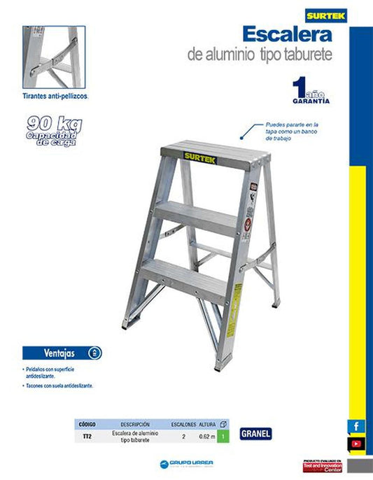 Taburete tijera 2 escalones Surtek TT2