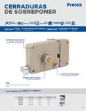 Cerradura de sobreponer derecha en caja Prolok 12CSP