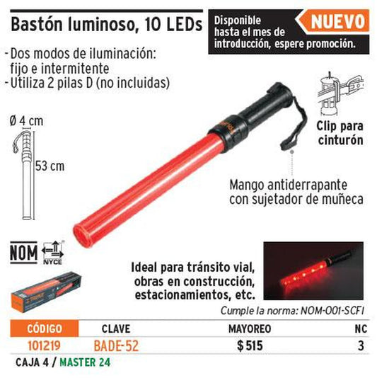 Bastón de seguridad de luz LED, 52 cm Truper 101219