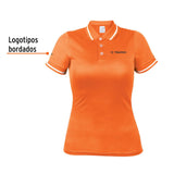 Playera tipo polo dry fit naranja, para dama talla M, Truper 69987
