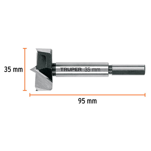 Broca forstner 35 mm para madera, Truper 102372