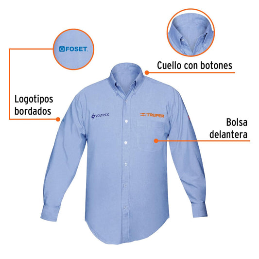 Camisa azul para caballero, manga larga talla XXG, Truper 60387