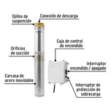 Bomba sumergible, tipo bala, 1 HP, agua limpia, Pretul 28203