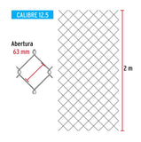 Rollo 20 m x 2 m malla ciclónica calibre 12.5 abertura 63 mm, Fiero 42956