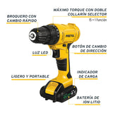 Taladro inalámbrico 3/8' 12V y kit con 35 accesorios, Pretul 27097