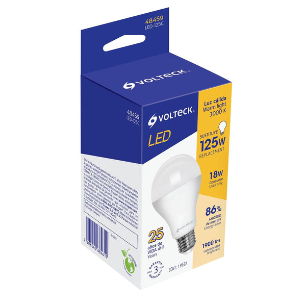 Lámpara de LED 18 W tipo bulbo, luz cálida Volteck 48459