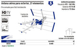 Antena aérea para exterior, 21 elementos Volteck 48124