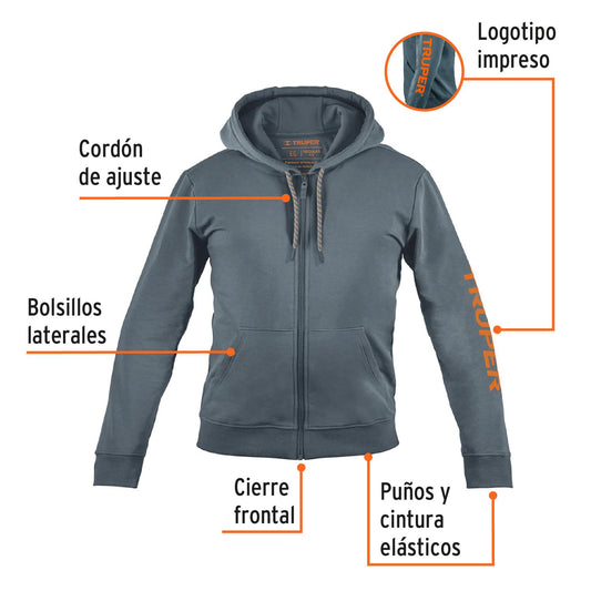 Sudadera gris para caballero, talla G, Truper 65033
