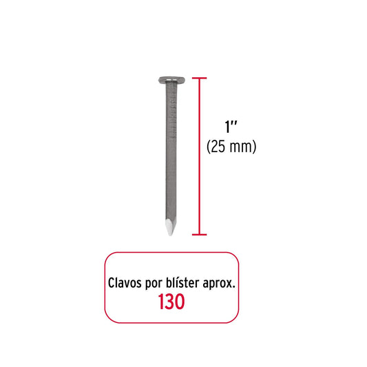 Blíster con 130 de clavo estándar 1' con cabeza, Fiero 40231