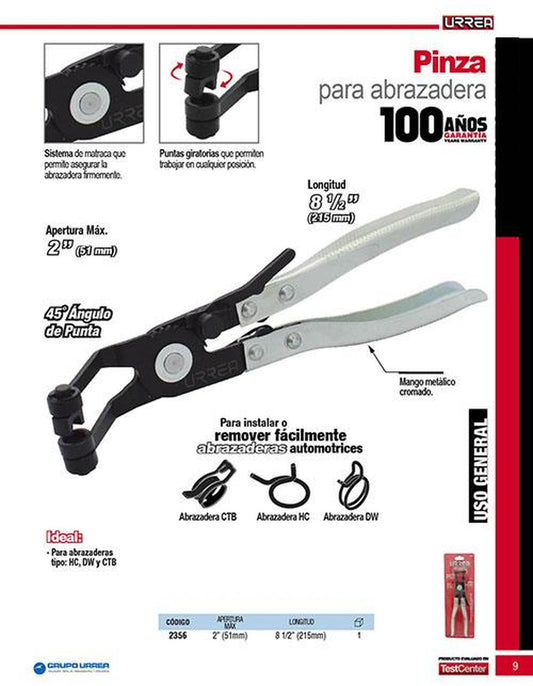 Pinza para abrazadera corbin Urrea 2356