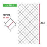 Rollo 20m x 1.25 m malla ciclónica calibre 11 abertura 69 mm, Fiero 42943