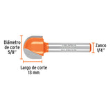 Broca para router, media caña, 5/8', Truper 102722