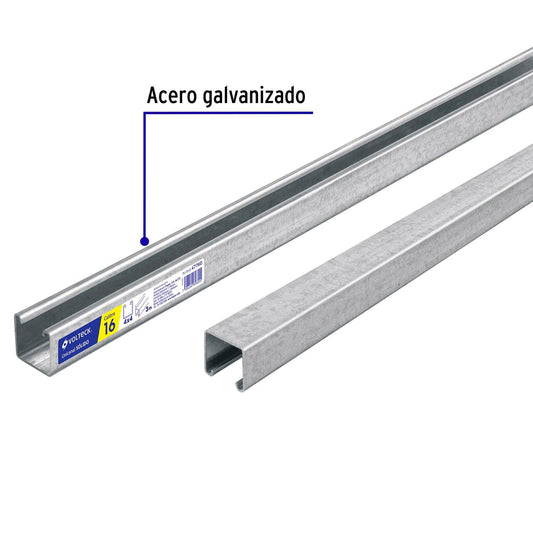 Perfil unical sólido de 3 m, 4 x 4 cm, calibre 16, Volteck 47760