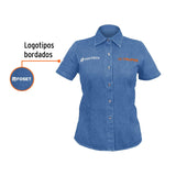 Camisa de mezclilla para dama, manga corta talla CH, Truper 61101