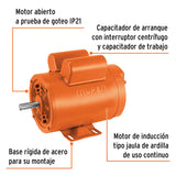 Motor eléctrico monofásico de 1 1/2 HP, baja velocidad, Truper 102306