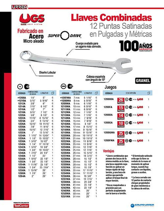 Llave combinada 12mm Urrea 1212MA