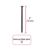 Blíster con 12 clavos negros para concreto 3', Fiero 40222