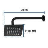 Regadera cuadrada 6', acero inox, con brazo, negro, Túbig, Foset 47748