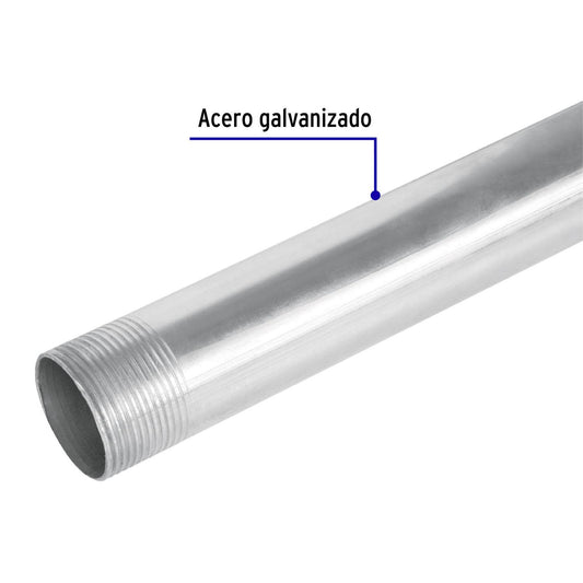 Tubo de acero roscado de 3 m pared gruesa, 1-1/4', Volteck 47233