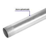Tubo de acero roscado de 3 m pared gruesa, 1-1/4', Volteck 47233