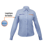 Camisa azul para dama, manga larga talla CH, Truper 63101