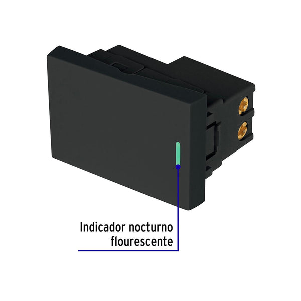 Interruptor sencillo negro de 1.5 módulos, línea Lisboa, Volteck 47874