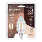 Lámpara LED tipo vela 4 W con filamento base E14 luz cálida, Volteck 48254