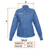 Camisa de mezclilla para dama, manga larga talla M, Truper 62107