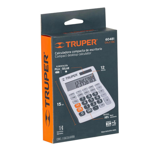 Calculadora 15 cm de escritorio, Truper 60481
