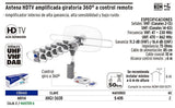 Antena aérea para TV, giratoria 360° con cable coaxial 10m Volteck 48114