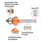 Broca para router, redondeado, 5/8' con balero, Truper 102726