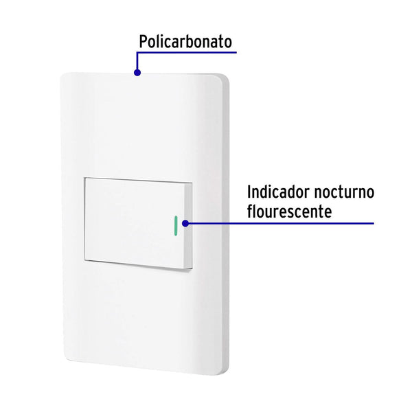 Placa armada blanca 1 interruptor 1.5 módulos, Lisboa, Volteck 47958