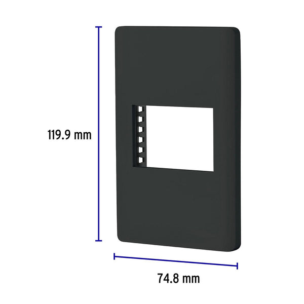 Placa negra de 1 ventana 1.5 módulos, línea Lisboa, Volteck 47871