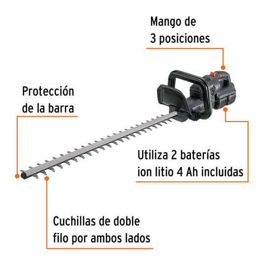 Cortasetos inalámbrico 1/2", 40 V, Truper 102490