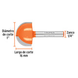 Broca para router, media caña, 1', Truper 102723