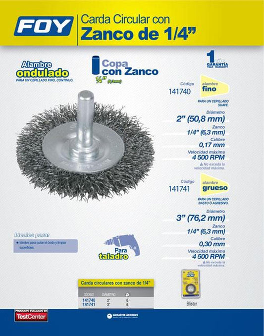 Carda circular con zanco de 1/4" 2 x 0.17mm Foy 141740