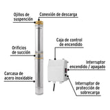 Bomba sumergible, tipo bala, 1-1/2 HP, agua limpia, Pretul 28202