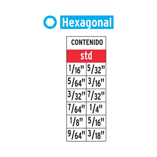 Juego de 12 puntas hexagonales std largo 2', Expert 101710
