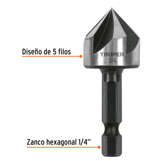 Avellanador HSS cambio rápido 3/4', Truper 102382